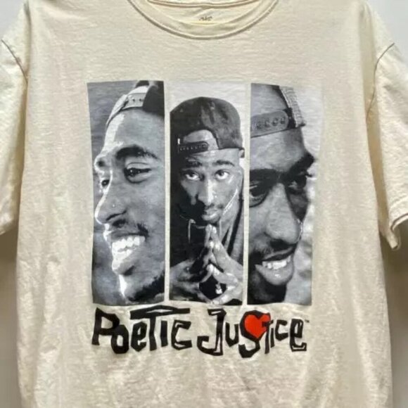 2 Pac TuPac Poetic Justice Shirt Philcos Adult Large Cream Graphic Logo T-Shirt - Picture 4 of 12